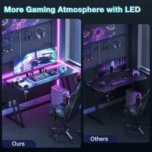 ODK Gaming Desk 80cm – LED Lights, Black