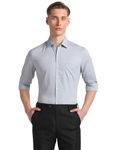 Arrow Men's Grey Full Sleeves Formal Shirt with Chest Pocket | Cotton Fabric | Slim Fit