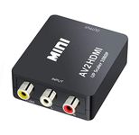 QGECEN Mini Composite AV RCA CVBS to HDMI Video Audio Converter Box Adapter 720p 1080p Upscaler with USB Charge Cable for Laptop DVD VHS VCR PS2 Wii