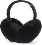 THE DDS STORE Ear Muffs for Women - Winter Ear Warmers - Soft & Warm Cable Knit Furry Fleece Earmuffs - Ear Covers for Cold Weather (Black)