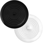 Bathtub Stoppers 2 Pack, Altalsby Silicone Tub Drain Stopper Replacement, 6 Inches Bath Plug Hair Stopper with Strong Suction, Universal Fit, for Kitchen, Bathroom and Laundry, Black and White