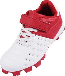 Sooneeya Boys Girls Lightweight FG Baseball Cleats Athletic Youth Softball Shoes Outdoor Trainer Shoes Red Size 2.5 M US Little Kid