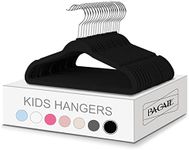 BAGAIL Kids Velvet Hangers 14 Inches Children's Clothes Hangers Non-Slip Baby Hangers for Infant/Toddler (Black,50pack)