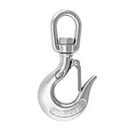 QWORK Slip Hooks, Swivel Lifting Hook, Clevis Hook, 2000lb Stainless Steel Rotatable Swivel Lifting Clevis Chain Hook with Safety Latch Used for Project Hoisting Machinery, Metallurgy Mining Equipment