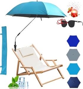 Paraguas para silla con abrazadera universal ajustable de 48 pulgadas, UPF 50+, protección UV extragrande, con clip, para silla de ruedas, para patio, sillas de playa, cochecito, carritos de golf,