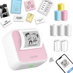 SEZNIK Mini Printer, Inkless, Bluetooth, Portable Printer, Compatible with Android, iOS Mobile. 1 Year Warranty (MiniX-Pink)