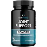 Joint Support Complex - 180 Capsules - High Strength with Glucosamine, Rosehip, Turmeric, Ginger and Vitamin C Supplements - Healthy Immune System - Supports Joint Health - UK Made by Sash Vitality