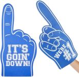 Okuna Outpost 2 Pack Blue Foam Fingers #1, It's Goin' Down for Sports Fan Accessories, Cheering, Party Favors, 17.5 Inch Giant Foam Hand