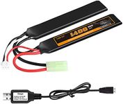 VICMILE 2S Airsoft Battery 7.4V 1400mAh Lipo Battery with Mini Tamiya Plug Rechargeable 30C High Discharge Rate Lipo Battery with Charger Fit for Airsoft Model Guns