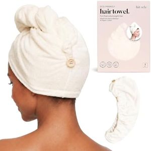 Kitsch Microfiber Hair Towel Wrap for Women – Ultra Absorbent Microfiber Bath Towels for Wet, Curly, Long or Short Hair – Anti-Frizz Hair Wrap, Great Hair Products Gift for Women – White Ivory