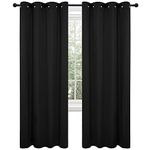 Deconovo Blackout Room Darkening Thermal Insulated Curtains, Energy Efficient & Noise Reducing Grommet Window Drapes for Bedroom, Living Room, Nuresrey, Kids Room, 52x108 Inch, 2 Panels, Black