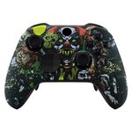 eXtremeRate Scary Party Patterned Faceplate Cover, Soft Touch Front Housing Shell Case Replacement Kit for Xbox One Elite Series 2 Controller Model 1797 - Accent Rings Included