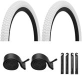 Bike Tires 12.5"/14"/16"/18"/20"x2.125" for Kids Bike, 2PCS Folding Replacement Bike Tire and 2PCS Bike Tubes 12.5/14/16/18/20 x 1.75-2.125 Inch Fits Most Kids Bikes, with 4PCS Tire Levers, White