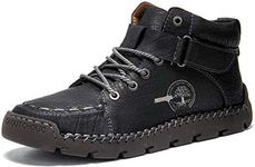gracosy Men Winter’s Casual Boots Men’s Winter Warm Shoes for Outdoor High-top Leather Shoes Non-Slip Sole Walking Shoes Black 13