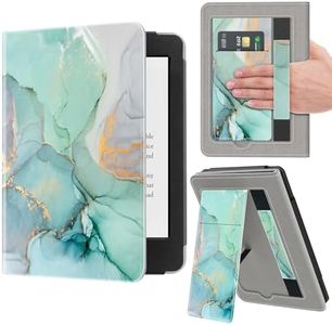 VORI Stand Case for Kindle Paperwhite (11th Generation-2021) and Kindle Paperwhite Signature Edition, PU Leather Case Smart Protective Cover with Auto-Wake/Sleep and Hand Strap, Emerald Marble