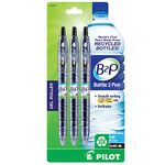 PILOT Bottle-2-Pen (B2P) Retractable Premium Gel Roller Pens Made from Recycled Bottles (3 Count) Fine Point, Black G2 Gel Ink, Refillable, Comfortable Grip (31607)