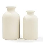 White Ceramic vases Home Decor 2pcs Small vase Set Boho vase Modern Farmhouse Decor (White)