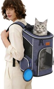 Morpilot Cat Backpack Dog Backpack for Cats and Small Dogs 7 kg, Foldable Pet Backpack with Inner Safety Lead and Shell