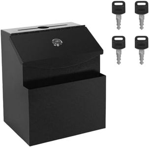 Suggestion Box with Slot and Lock Donation Box with 4 Keys Metal Ballot Box Wall Mount Black