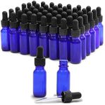 48 Count 1 oz Blue Glass Dropper Bottles and 6 Funnels (30 ml, 54 Pieces)