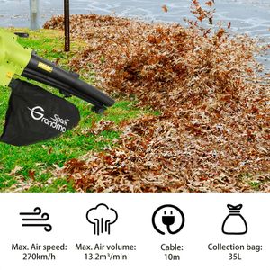 GRANDMA SHARK 3-in-1 Leaf Blower Vacuum – 3000W, Large Bag, Green