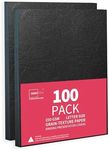 Binditek 100 Pack 250g Grain Texture Paper Binding Presentation Covers, 13 Mil, 90lb, Letter Size Binding Backs, Un-Punched, Square Corner, 8-1/2 x 11 Inches, Black, for Business Documents