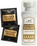 Eagle Neutral Liquid Shoe Polish for Shoes & Boots - Clear Instant Shine Leather Polish with Built-In Sponge Applicator & 2 Cleaning Wipes | Cleans, Conditions & Restores Shine in Seconds