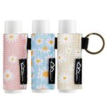 WK IEASON - Lip Balm Holder Keychain Clip On Lipstick Sleeve Chapstick Sleeve Holder Keychain(Daisy Pink/Blue/Beige)