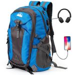 Duntolley 40L Hiking Backpack, Hiking Rucksack Durable Waterproof Travel Bag Outdoor Sports Camping Cycling Skiing Daypack Climbing Trekking Mountaineering Gifts for Men Women(Light Blue)