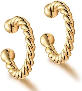 MYEARS Women Ear Cuff Earring Gold Non Pierced Ear Cartilage Twisted Sleeper Clip on Wrap Hoop 14K Gold Filled Tiny Boho Beach Simple Minimalist Delicate Handmade Hypoallergenic Jewelry Gift
