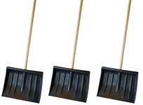 3x Shovel 1.2m Snow Pusher Scooper Mucking Out Garden Car Spade Winter Metal 120cm Steel Digging Building Patio Durable Strong Heavy Duty