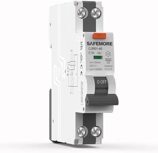 16A Residual Circuit Breaker with Overload Protection (RCBOs), SAFEMORE RCD Safety Switch with Earth Leakage Protection, 6kA, Type A, 30mA, Curve C, 1P+N, C16 Slim Trip Switch