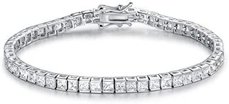 GEMSME 18K White Gold Plated 4.0mm Bracelet Classic Hypoallergenic Cubic Zirconia Tennis Bracelet for Women 6.5-8 Inch, Cubic Zirconia