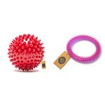 The Dogs Company Natural Rubber Spiked Ball Dog Chew Toy, Puppy Teething Toy, 3 Inches & Rubber Dental Puppy Teething Spike Ring Chew Toy, 6 Inches, Colour May Vary