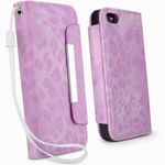 BoxWave Leather Clutch Apple iPhone 5 Case - Synthetic Leather Fashion Wallet Case with Detachable Hand Strap Wristlet and Card Slot Holder - Apple iPhone 5 Cases and Covers (Lavender)