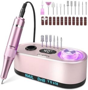 Ponceuse pour Ongles Professionnelle 40000 RPM 36 W, Urbuti 12 en 1 Ponceuse Ongles Portable avec Écran LCD & Support, Lime à Ongle Electrique Silencieux, Kit Manucure Pédicure pour Salon/Maison-Rose