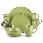 vancasso Navia Prato Dinner Set, Stoneware Vintage Look Grass Green Dinnerware Tableware, 16 Pieces Dinner Service Set for 4, Include Dinner Plate, Dessert Plate, Cereal Bowl and Mug