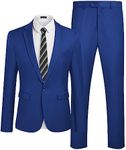 COOFANDY Men 2 Piece Dress Suit Grey Blazers and Pant Set Classic Fit Prom Tuxedo, Blue, X-Large