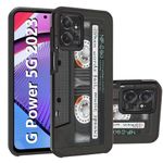 FQTBCEARI for Motorola Moto G Power 5G (2023) Case, 2 in 1 Hybrid Hard PC & Soft Silicone Heavy Duty Dual Layer Shockproof Full-Body Protective Case - Vintage 90s Music Cassette