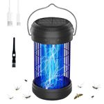 Solar Bug Zapper Lantern, Qumox 2-in-1 Portable & Rechargeable Mosquito Zapper with 4000mAh Battery & LED Night Light, 4000V Electric Fly Zapper for Outdoor, Patio, Backyard, Garden