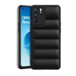 Plus Puffer Case Camera Protection Soft Back Cover for Oppo Reno 6 - Black