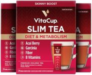 VitaCup Slim Instant Tea Packets For Diet Support, Oolong tea w/B Vitamins, Garcinia, Inulin & Acai, On-the-go Instant Sticks, 72 Ct