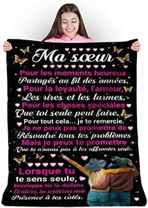 Zinello Design - Plaid Personnalisé Doux Polaire pour Offrir à sa Soeur. Idée Cadeau Insolite Utile pour Un Anniversaire Noel la Fête des Mères Un Mariage. Couverture Couvre Lit pour la Deco