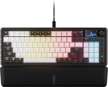 CORSAIR Vanguard 96 Wired Mechanical Gaming Keyboard – 96% Layout, MLX Pulse Linear Switches, 8000Hz Polling, LCD Display, Virtual Stream Deck, G-Keys, SOCD Flashtap, QWERTY US – Black and White