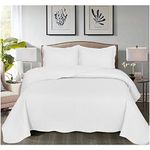 B&B Quilted bedspread throw with Pillow Shams for Bedroom Decor Reversible Coverlet Embossed Quilt Bedspread with Matt Finish (Double, White)