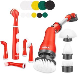 TOPEX Cordless Power Scrubber Combo: 20V with Long Handle & 4 Brushes + 4V MAX for Grout, Tile, Bathroom Cleaning