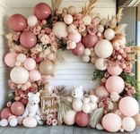 Dusty Pink Balloon Arch Kit Double Stuffed Blush Rose Nude Brown Balloon Garland 112pcs Matte Pastel Neutral Balloons for Boho Bridal Shower Baby Shower Birthday Theme Party Decoration