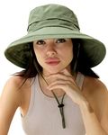 Sun Hats for Women Gardening Hat Wide Brim Ponytail Beach Sun Protection Breathable Cotton Summer Hat with Fold-Up Brim