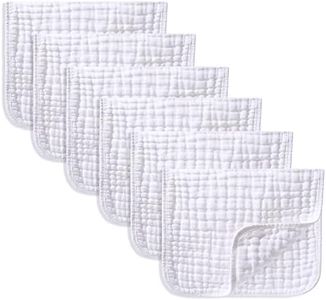 Yoofoss Muslin Burp Cloths 6 Pack Baby Washcloths Large 20''X10'' 100% Cotton 6 Layers Super Soft and Absorbent - White