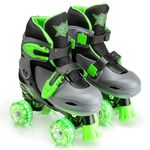 Xootz Roller Skates, Kids Adjustable Quad Skates for Beginners, with Light Up LED Wheels, Multiple Colours and Sizes, Ages 5+
